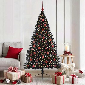 vidaXL Árvore de Natal Artificial Pré-iluminada Preto 180 cm PVC