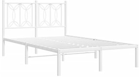 Estrutura de cama com cabeceira 120x190 cm metal branco