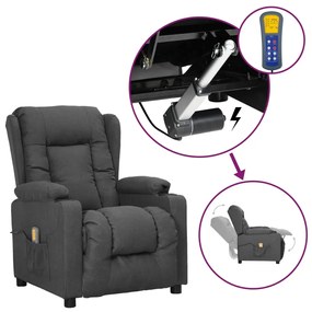 vidaXL Poltrona de massagens elevatória tecido cinzento-escuro
