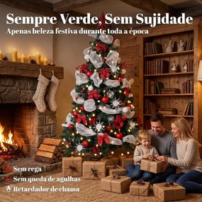 Árvore de Natal Artificial 180 cm com Luzes, 800 Pontas, 200 LED, Controlo Remoto e 8 Modos