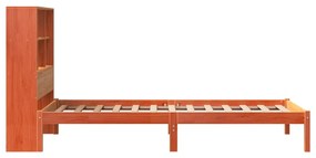 Cama com estante sem colchão 90x190cm pinho maciço castanho-mel