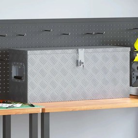 vidaXL Caixa de alumínio 76,5x26,5x33 cm prateado