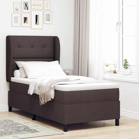 vidaXL Cama com Estrado e Colchão Marrom Escuro 80x200 cm em Tecido