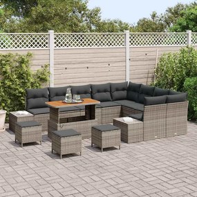Conjunto de Sofá de Jardim vidaXL 13 Peças com Almofadas Cinza Rattan