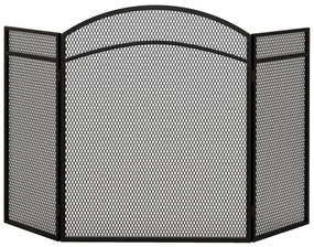 Frente para Lareira de 3 Painéis Protetor de Lareira Dobrável com Estrutura de Metal 96x60 cm Preto