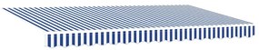 Toldo Retrátil Manual Azul e Branco 400 x 200 cm Metal &amp; Tecido