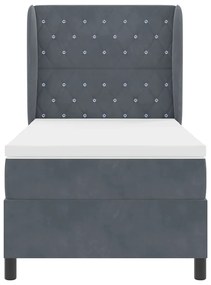 Cama Box com Colchão Cinza Escuro 90 x 200 cm em Veludo