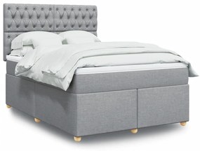 vidaXL Cama com molas/colchão 140x200 cm tecido cinzento-claro