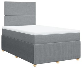 Cama boxspring com colchão 120x190 cm tecido cinzento-claro