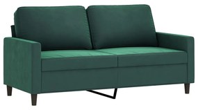 2 pcs conjunto de sofás com almofadões veludo verde-escuro