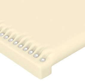 Cabeceira cama c/ abas couro artificial 163x16x118/128 cm creme