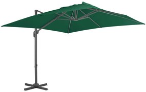 Guarda-sol cantilever com poste alumínio 300x300 cm verde