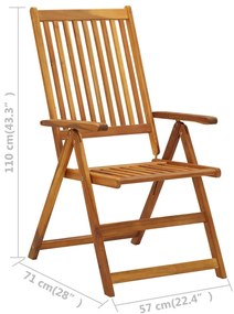 Cadeiras de jardim reclináveis 3 pcs madeira de acácia maciça