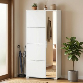 Sapateira, 82 x 30 x 168 cm, 4 Gavetas Basculantes, Branco