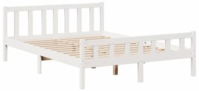 Cama com estante sem colchão 150x200 cm pinho maciço branco