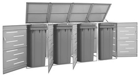vidaXL Abrigo quádruplo para caixotes do lixo 276,5x77,5x112,5 cm aço