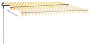 Toldo retrátil manual com LED 400x300 cm amarelo e branco