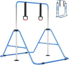 Barra de Ginástica para Crianças, 111,5 x 144,5 x 132 cm, Ajustável em 4 Níveis de Altura, Azul-escuro