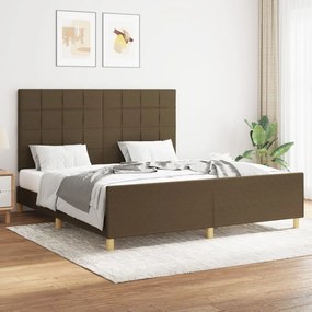 Estrutura de cama sem colchão 160x200 cm tecido castanho-escuro