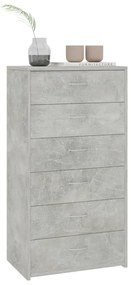 Aparador c/ 6 gavetas 50x34x96cm contraplacado cinzento cimento