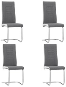 vidaXL Cadeiras de jantar cantilever 4 pcs tecido cinzento-escuro