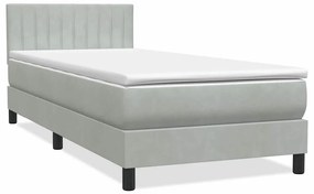 Cama box spring com colchão 100x210 cm veludo cinzento claro