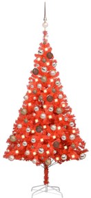 vidaXL Árvore Natal artificial pré-iluminada c/ bolas PVC vermelho