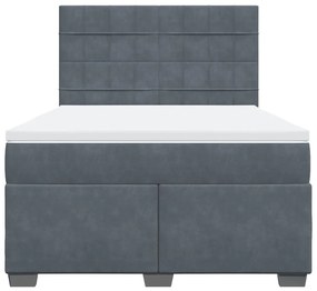 Cama com molas/colchão 140x200 cm veludo cinzento-escuro