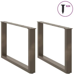 Pés para mesa de centro em formato de U, 2 peças, aço natural, 60x(42-