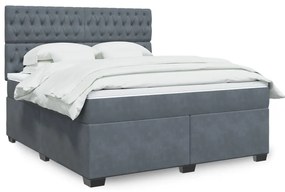 vidaXL Cama com molas/colchão 180x200 cm veludo cinzento-escuro