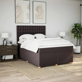 Cama com molas/colchão 140x200 cm tecido castanho-escuro