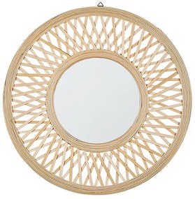 Espelho de parede redondo em bambu claro ø 60 cm BACATA Beliani