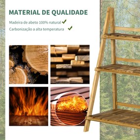 Suporte para Plantas de Madeira com 3 Níveis Dobrável Suporte para Vasos de Plantas para Interior e Exterior 80x37x93 cm Madeira