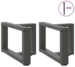 Pés para mesa de centro em forma de T, 2 peças, antracite, 40x25x(30-3