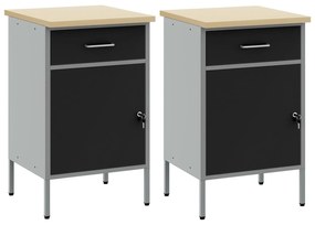 Gabinete de Trabalho vidaXL 2 pcs Preto e Cinza em Madeira Engenharia