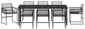 Conjunto de Jantar de Jardim de 9 Peças Vime PE Preto