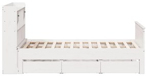 Cama com estante sem colchão 160x200 cm pinho maciço branco
