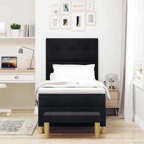 Cama Box com Colchão &amp; Banco Preto 80x200 cm Tecido