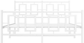 Estrutura de cama com cabeceira e pés 140x190 cm metal branco