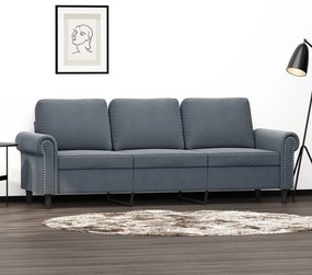 vidaXL Sofá de 3 lugares 180 cm veludo cinza-escuro