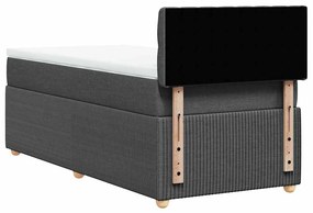 Cama com molas/colchão 90x190 cm tecido cinza-escuro