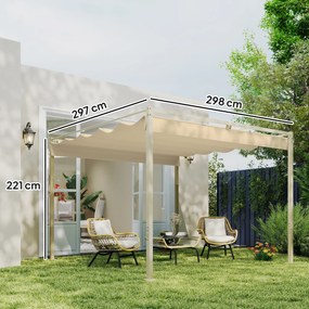 Pérgola com Telhado Retrátil Pérgola de 3x3 m com Fecho Magnético Proteção UV30+ Pérgola para Jardim Cáqui