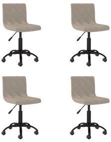 vidaXL Cadeiras de jantar giratórias 4 pcs veludo cinzento-claro