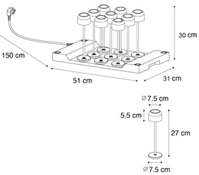 LED Conjunto de 9 Candeeiros de Mesa Recarregáveis Cogumelo Dourado c/ Estação de Carregamento - Raika Moderno