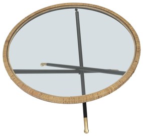 MESA DE CENTRO REDONDA Ø 80X46,5 CM PRETO E CASTANHO