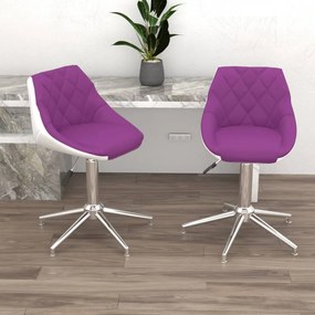 vidaXL Cadeiras de jantar giratórias 2 pcs couro art. roxo/branco