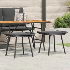 Banquetas de Jardim vidaXL 2 pcs Pretas 50x40x45 cm Vime Polirattan