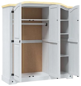 Roupeiro Corona Range pinho mexicano com 3 portas branco