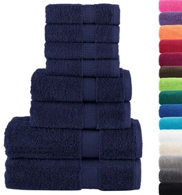 8pcs Conjunto toalha premium SOLUND 600 gsm azul-marinho