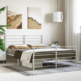 Estrutura de cama com cabeceira e pés 150x200 cm metal branco